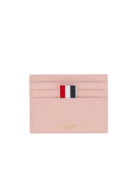Thom Browne Pink Pebble-Grain Leather Card Holder