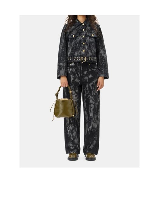 Ganni Black Belted Denim Jacket