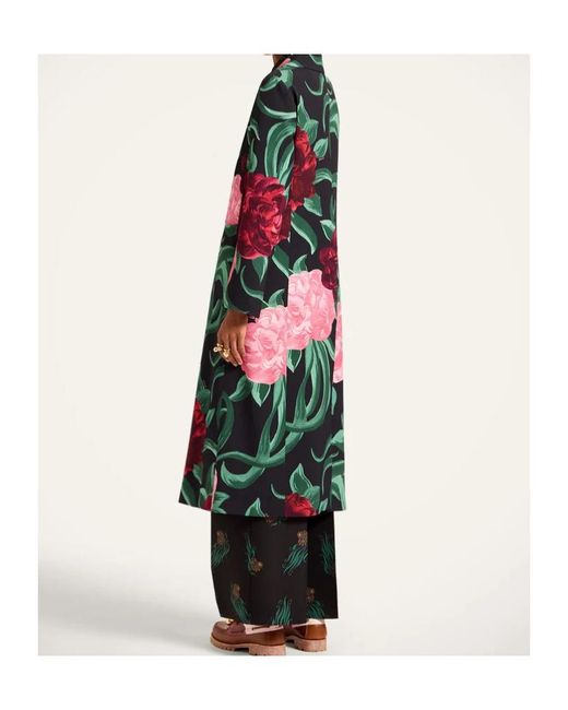 LaDoubleJ Green Duster Floral Tassel Coat