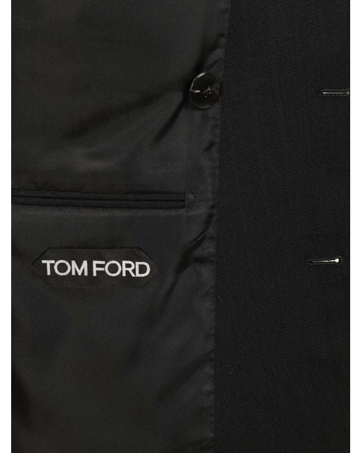 Tom Ford Black Satin Striped Blazer for men