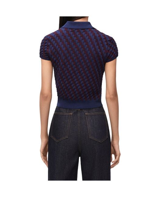 Loewe Blue Checked Knitted Polo Shirt