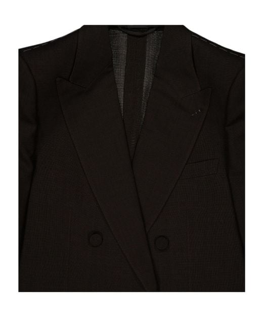 Tom Ford Black Double-Breasted Peak-Lapel Blazer