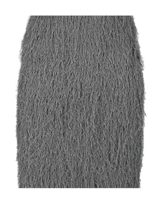 Dries Van Noten Gray Fringed Skirt