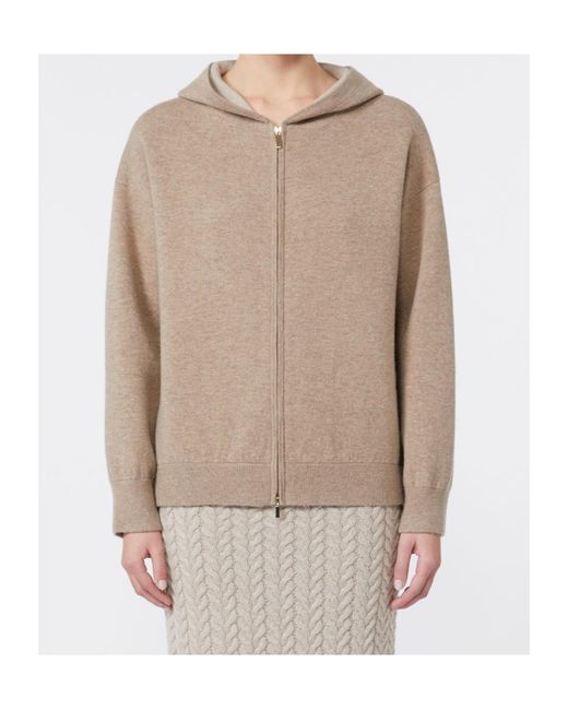 Max Mara Natural Kurt Zip-Up Knitted Hoodie
