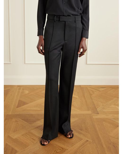 Nili Lotan Black Etoile Wool Twill Straight Leg Casual Pants
