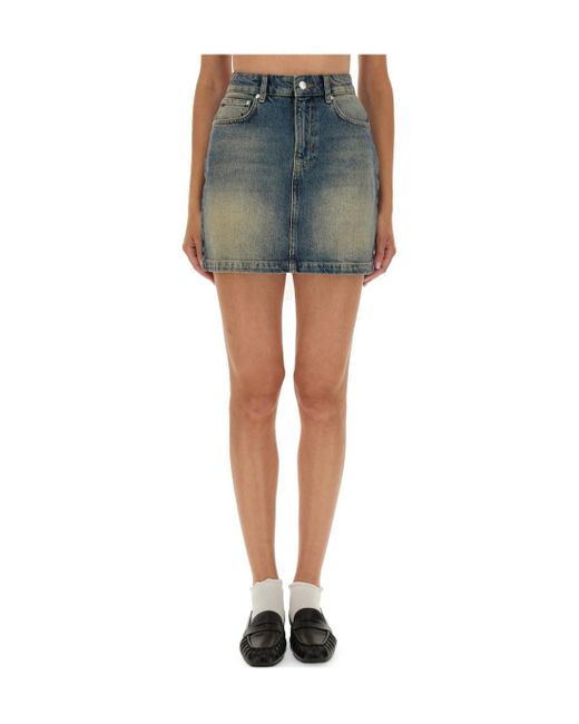 Moschino Blue Jeans Logo Patch Denim Mini Skirt