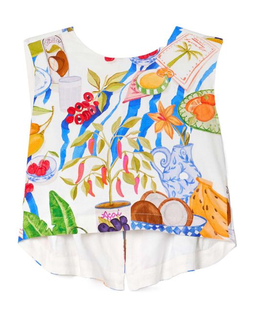 Farm Rio Blue Patterned Top