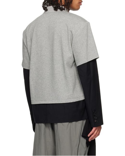 we11done Gray Double-Layer Polo Shirt for men