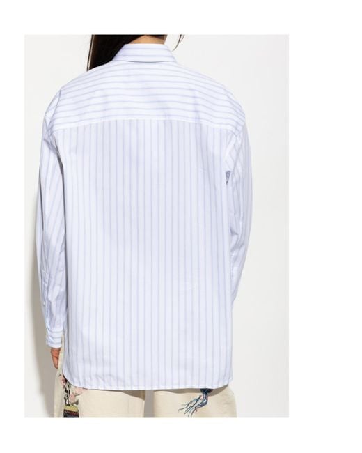 Maison Kitsuné White Maison Kitsuné Striped Relaxed Shirt
