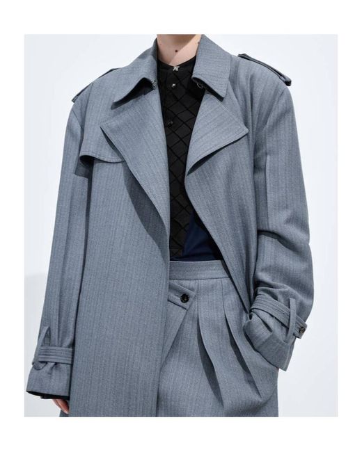 Bottega Veneta Blue Wool And Mohair Trench Coat
