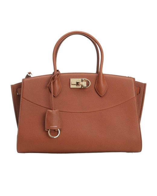 Ferragamo Brown Ferragamo New Ferragamo Studio Large Soft Bag