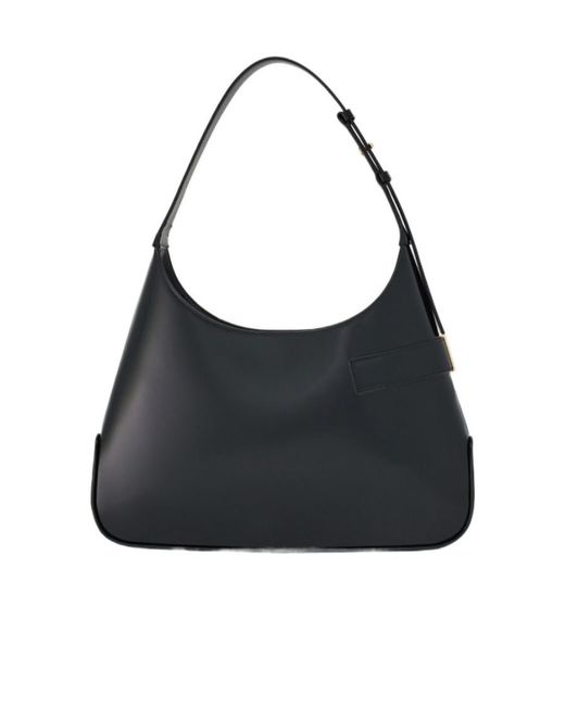 Ferragamo Black Ferragamo Gancini-Buckled Asymmetric Shoulder Bag