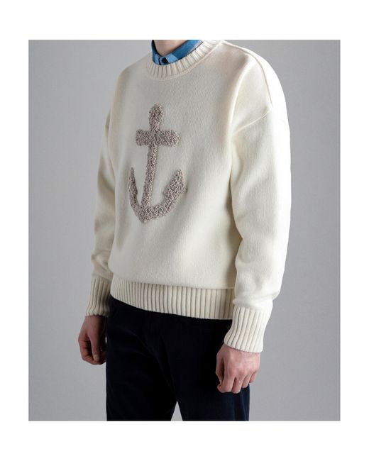 Paul & Shark White Re-Wool Round-Neck Sweater for men
