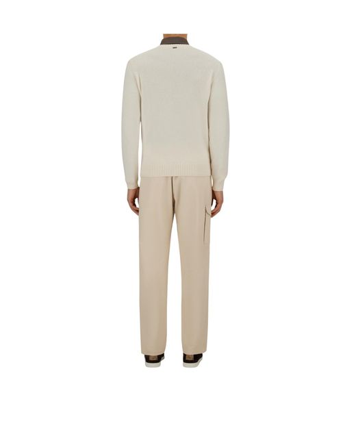Herno Natural Diamond-Pattern Cashmere Sweater for men