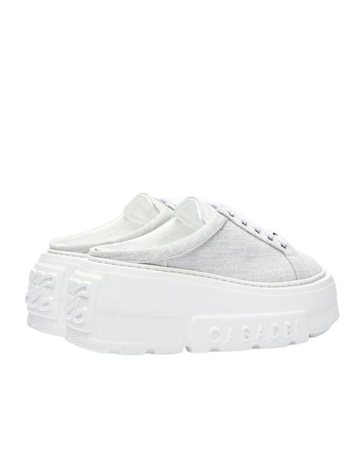 Casadei White Cassiopea Platform Slip-Ons
