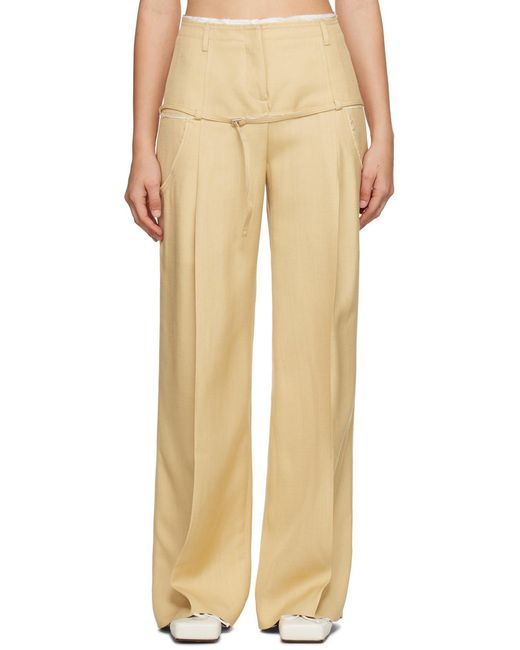 Jacquemus Natural Belted Wide-Leg Pants