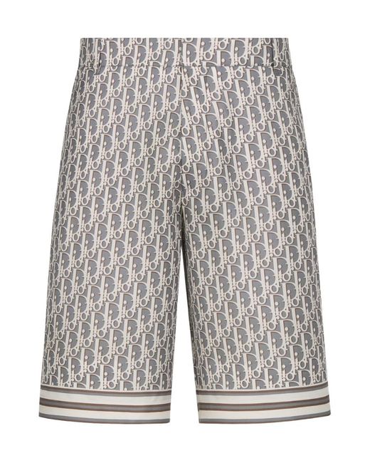 Dior Gray Oblique Bermuda Shorts for men