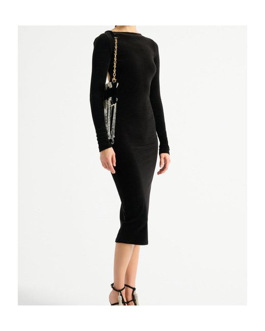 Balmain Black Long Velvet Dress