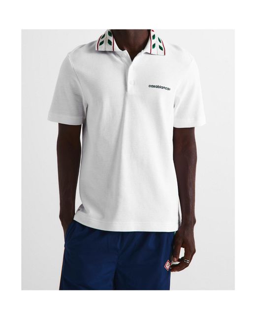 Casablanca White Logo Short-Sleeve Polo Shirt for men