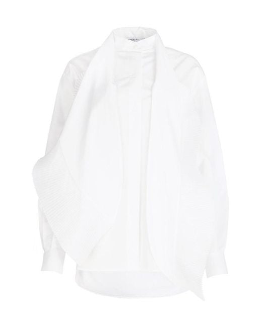 Givenchy White Scarf-Neck Poplin Blouse