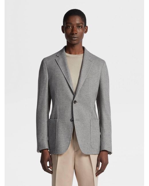 Zegna Gray Mélange Trofeo Wool And Cashmere Blend Blazer for men