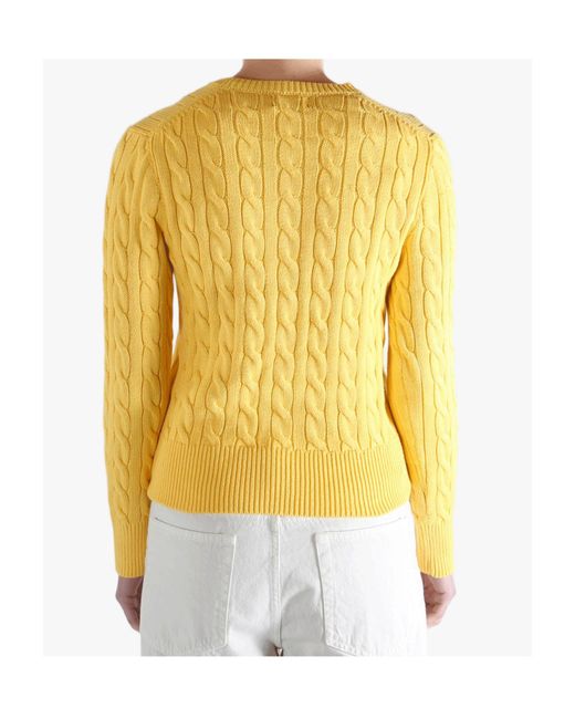 Polo Ralph Lauren Yellow Cable-Knit Cropped Cardigan