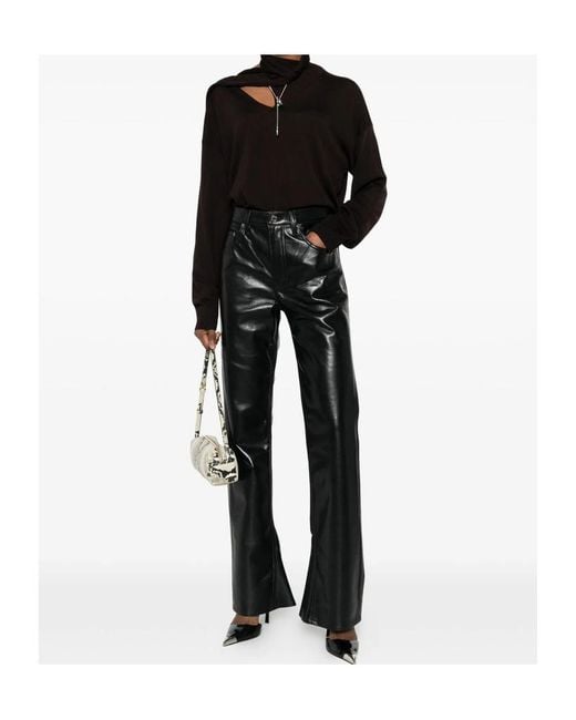 Agolde Black Coated Flared Jeans