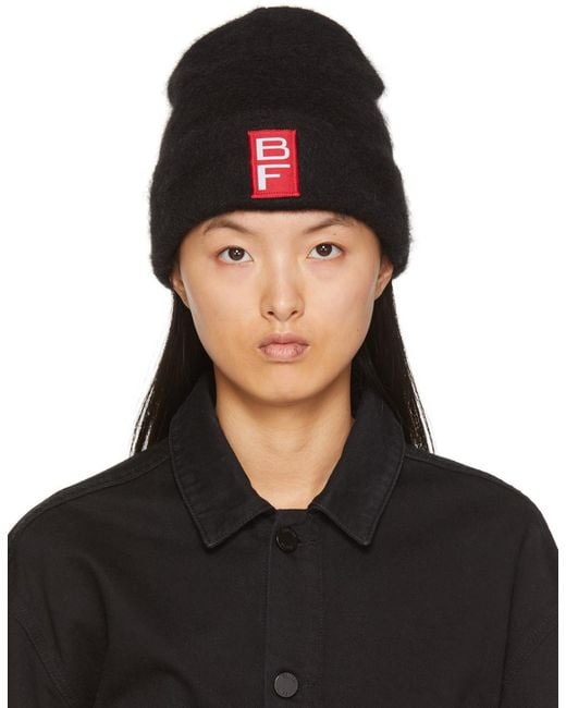 By Far Black Logo Patch Knit Beanie