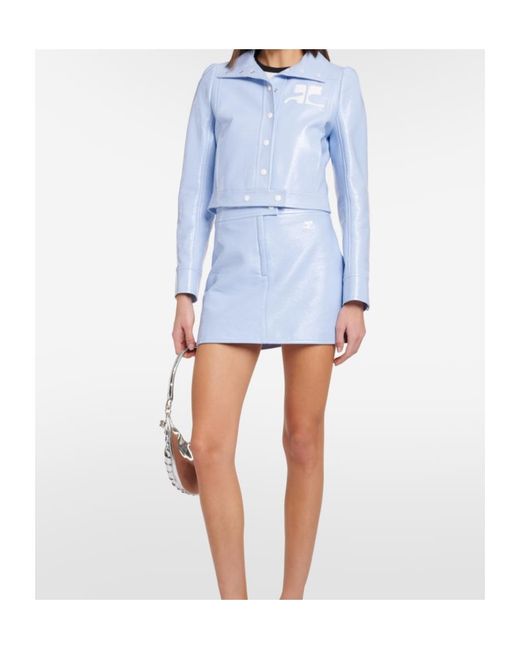 Courreges Blue Reedition Cropped Vinyl Jacket