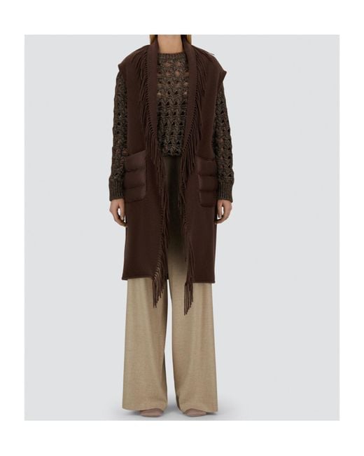 Herno Brown Fringe Vest Casual Jacket