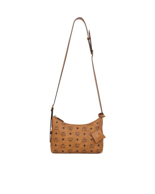 MCM White Aren Monogram Shoulder Bag