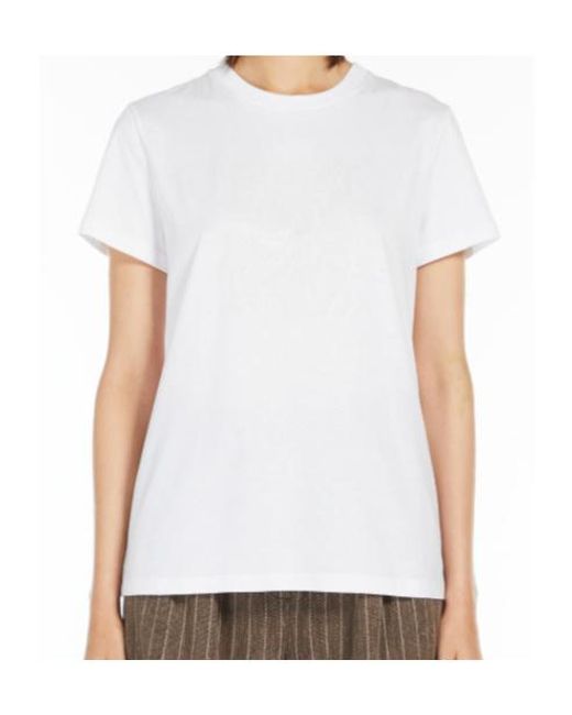Max Mara White Giovane Logo Embroidered Crewneck T-Shirt