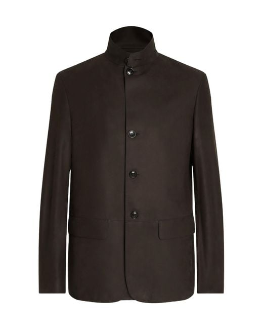 Zegna Black Il Conte Calf-Leather Jacket for men