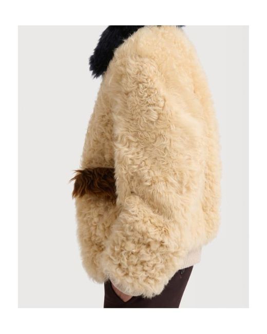 Marni Brown Color Blocked Shearling Jacket for men