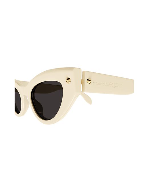 McQueen White Spike-Stud Detail Cat-Eye Sunglasses