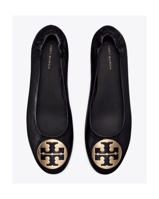 Tory Burch Black Claire Logo Plaque Ballerinas