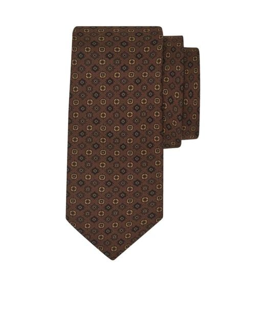 Ferragamo Brown Micro Pattern Silk Tie for men