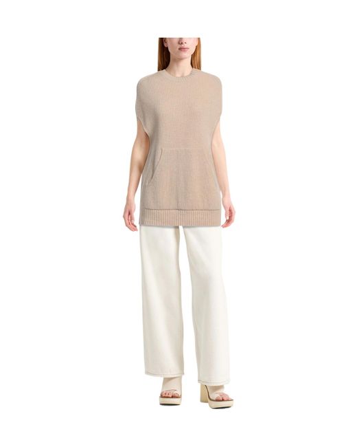 Weekend by Maxmara Natural Solid-Color Knitted Short-Sleeved Shirt