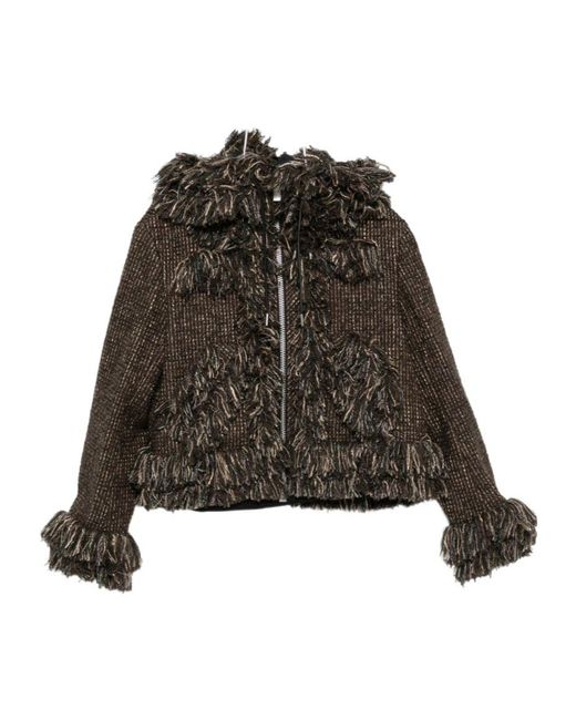 Sacai Multicolor Fringe-Trimmed Hooded Jacket