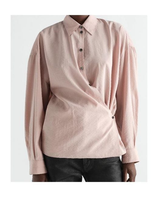 Lemaire Pink Long-Sleeved Draped Shirt