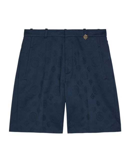 Casablanca Blue Monogram Cotton Shorts for men
