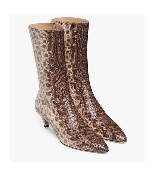 Fendi Brown Karung Leather Medium-Heeled Boots