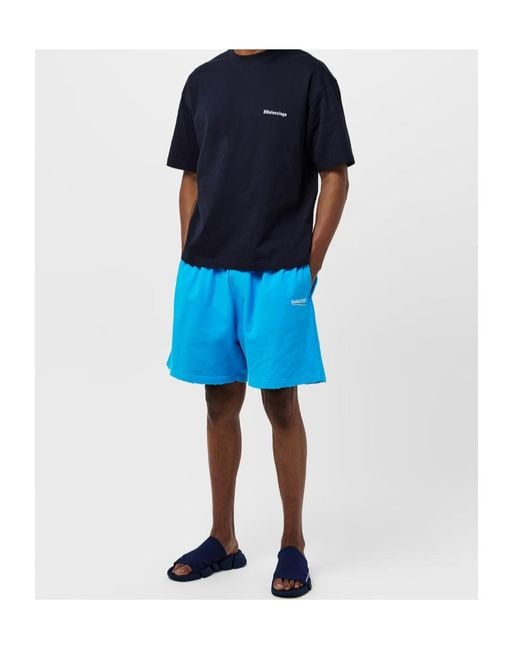 Balenciaga Blue Political Campaign Logo Shorts for men
