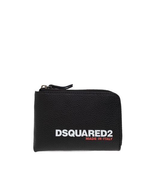 DSquared² Black Logo-Print Zip-Up Wallet for men
