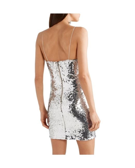Alice + Olivia Gray Sequined Tulle Mini Dress