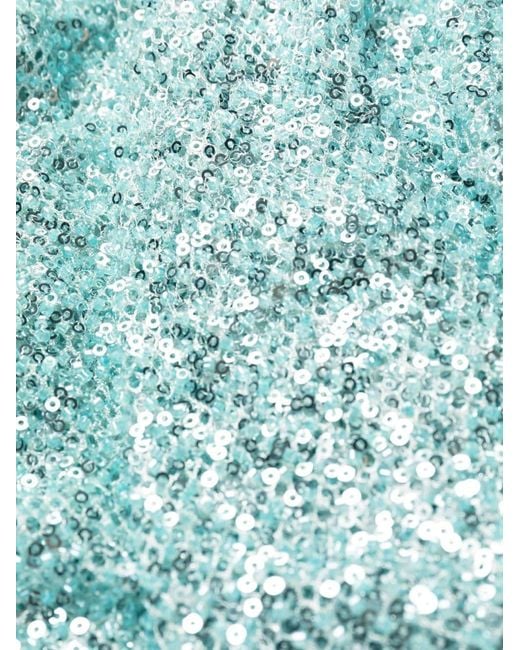 Self-Portrait Blue Sequin-Embellished Fishnet Trousers
