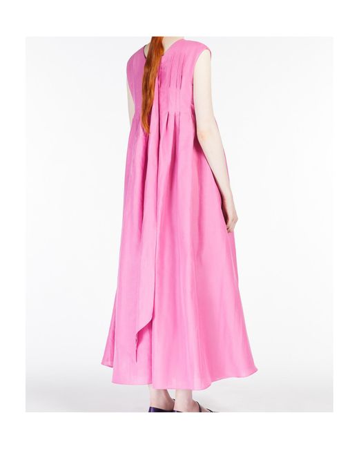 Max Mara Pink 'S Piega V-Neck Pleated Sleeveless Dress