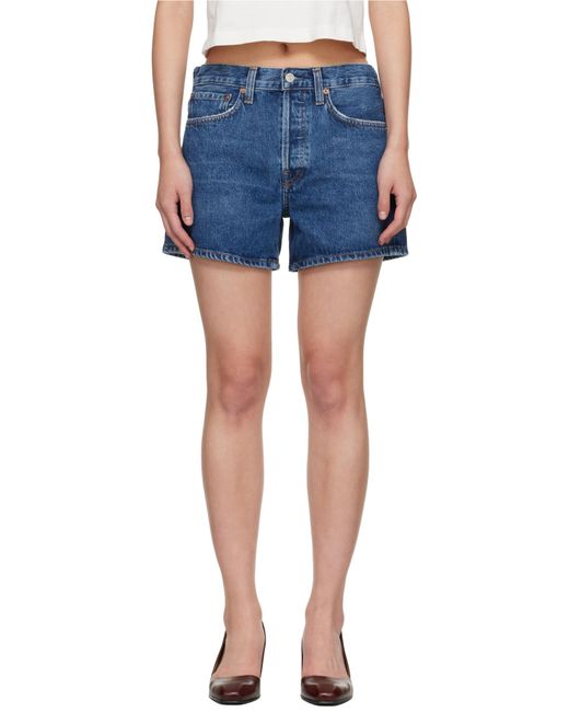 Agolde Blue High Waist Denim Shorts