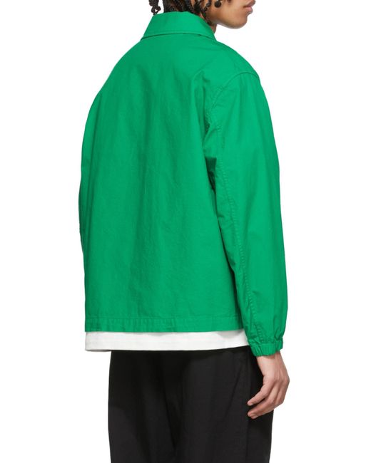 Jil Sander Green Zip-Up Cotton Jacket for men