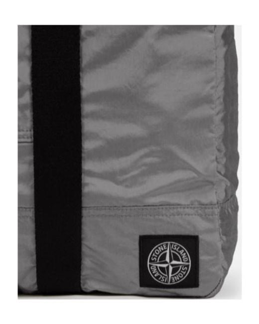 Stone Island Black Logo Patch Shopping Bag for men